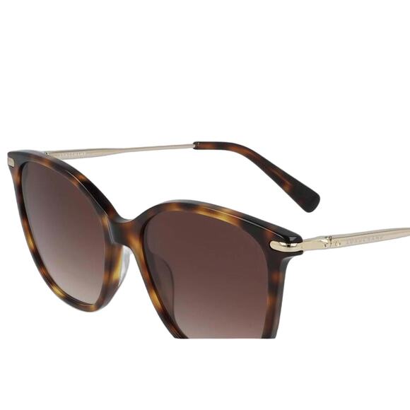 NEW Longchamp Havana Sunglasses Cay Eye Tortoise & Gold (LCXX045) - Picture 2 of 5